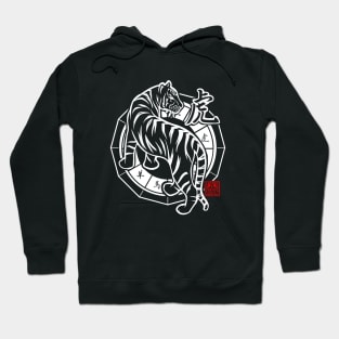 Tiger Chinese Zodiac Sign Lunar New Year Tribal Design white Hoodie